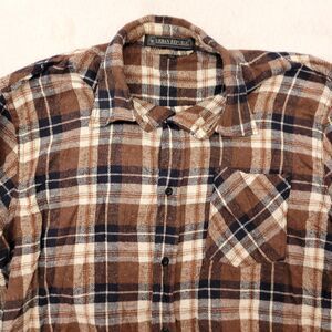 Urban Republic Madras Flannel Button Up Shirt Mens Size Large L Brown Orange